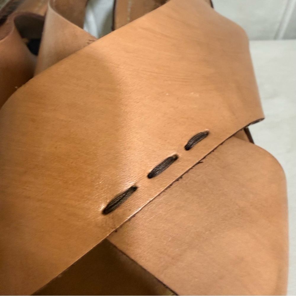 Kenneth Kole New York Brown Leather Platform Sandals Size EUR 39 - Picture 6 of 13